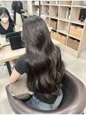 韓国風イメチェングレーベージュレイヤーロング似合わせカット