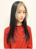 【松戸　石山】黒髪ロングシャギーレイヤーバングカラー