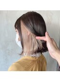 インナーカラーボブ×インナーカラーホワイトベージュ