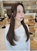 セミロング30代40代ストレートレイヤー前髪なし前髪あり表参道
