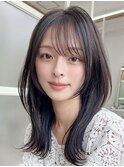 暗髪大人かわいいフェイスレイヤースタイル【浦和】