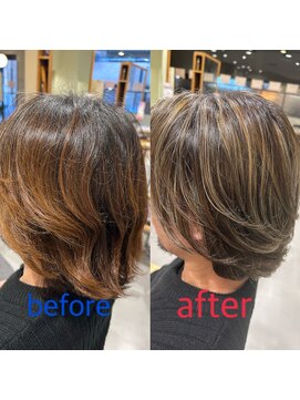 ファム 楽々園店(femme) 楽々園でできる白髪ぼかしのハイライト