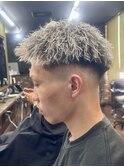 メンズパーマ　ホワイトメッシュ　メンズメッシュ