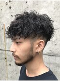 渋谷スペインカールメンズパーマフリンジカットテーパーフェード