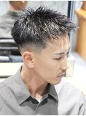 MEN'S/黒髪アップバングショート×フェード/短髪