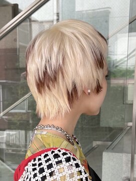 ヲタク(wotaku.) ブロンドカラーデザインカラーポイントカラーローライトショート