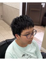 オアゾバーバー(OAZO BARBER)&nbsp;ダウンバングショート/無造作/メンズ/短髪/刈り上げないショート