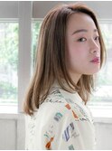 大人可愛い センターパート グレージュ ★★