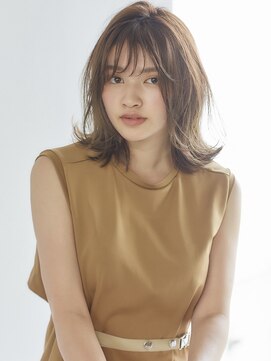 フォンズ(FONS) 外ハネミディアム シースルーバング 20代30代 モテ髪カタログ