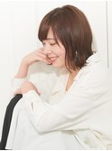 小顔効果◎外ハネミディ・ナチュラルブラウン