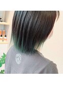 切りっぱなしボブ×裾カラー ワンブリーチ