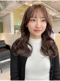 ミディアム顔周りレイヤーおくれ毛前髪万代新潟
