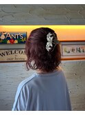 くびれヘア/アプリコットオレンジ/夏のヘアアレンジ/ボブ