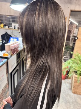 ルーナヘアー(LUNA hair) コントラストハイライト 白髪ぼかし カラー 縮毛矯正 ストレート