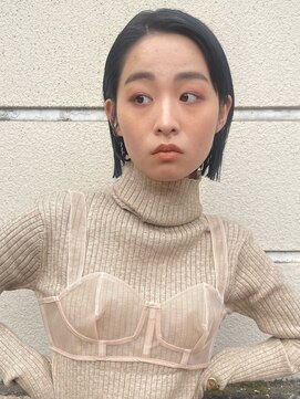 テトヘアー(teto hair) 前髪なし 切りっぱなしボブ 黒髪 クール 大人かわいい