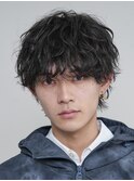 原宿シャドウパーマメンズカットマッシュウルフラウンドマッシュ