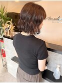 デジタルパーマミディアムパーマボブパーマ大人可愛いブラウン