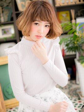 カバーヘア イヴ 戸頭店(COVER HAIR EVE) 斜めバング外国人風小顔ふんわり巻きボブc5戸頭20代30代40代