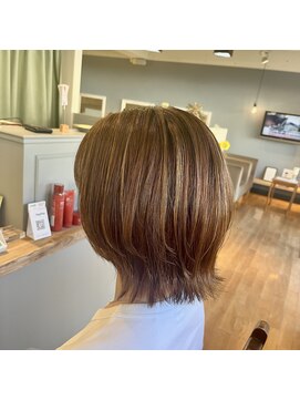 ブレス ヘアー リーベ(Bless HAIR Liebe) 透明感カラー★ハイライトベージュ外ハネボブ