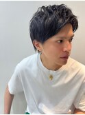 アッシュブラックカルマパーマベリーショートダークアッシュ