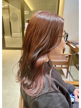 アトレ 南堀江店(attrait) 前髪なし大人ミディアムインナーカラーピンク