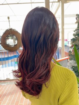 ヘアーエポック(hair epoque) ハイライト×レッドピンク