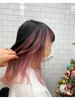 ループウエスト(LOOP WEST)&nbsp;アンブレラカラー　ブラック×ピンク