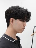 毛流れセンターパートニュアンスパーマカルマヘアメンズパーマ