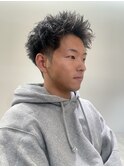 men's/顔周り/ニュアンスパーマ/黒染め/スパイキーショート