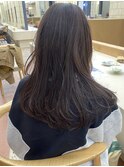 ブリーチなし切りっぱなしボブミディアムレイヤーボブ縮毛矯正