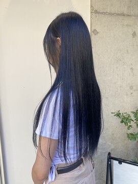 キャンバスアニュー 川崎(canvas anew.) ロング ブルーブラック ブリーチ1回/川崎