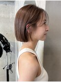 フラットミニボブベージュブラウンカジュアル大人かわいいモード
