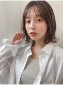 黒髪クラゲヘアーオリーブグレー小顔ココアベージュレイヤーボブ
