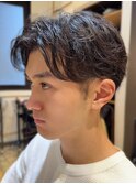フェザーパーマ/センターパート/フェザーショート/毛流れパーマ