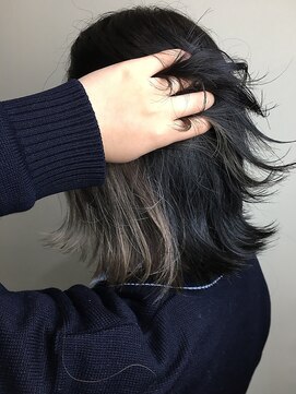 ヘアサロンM 新宿 デザインカラー/厚めバング/ローライト/スリークボブ
