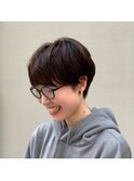 大人可愛い20代30代40代黒髪コンパクトショートボブ丸みショート