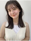 こなれミディウェットヘアシースルーバングぱっつん前髪【銀座】