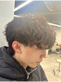 渋谷メンズミディアムパーママッシュウルフカットシャドウパーマ