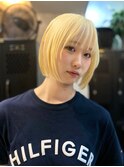 ブロンド/切りっぱなしボブ/ハイトーン