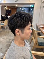 ファルベ(Farbe) ・スパイキーショートブルーブラックフェザーパーマサーフカール