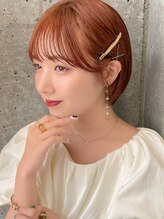 サロウィン 熊本上通り店(SALOWIN) 熊本 ショートボブ お呼ばれアレンジ オレンジカラー Arisa.
