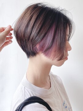 モリオフロムロンドン 原宿本店(morio from London) 【morio 原宿】ハンサムショート　インナーカラーピンクパープル