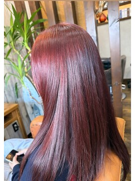 カット/レッドカラー/暖色カラー/ワインレッド/ダブルカラー