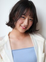 マイラ 銀座(myla)&nbsp;大人可愛い小顔カットネビージュワンレンひし形ミニボブルフ黒髪