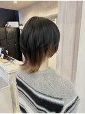 福山美容室caary 個性派ウルフレイヤー大人インナーカラー20代