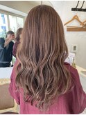 透明感くすみベージュブラウンブリーチなしダブルカラー梅ヶ丘