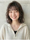 暗髪ダークブラウンくせ毛ミディアムパーマハッシュカットp3!