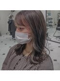 大人かわいいバングカラー風インナーカラー