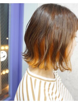 ヘアテリア リュウ 大塚(hair teria ryu) インナーカラーオレンジ×ゆるはねボブ