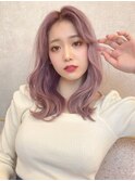 韓国ヘア/くびれヘア/ピンクパープル